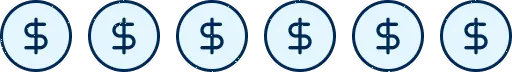 Six dollar sign symbols representing 30%.